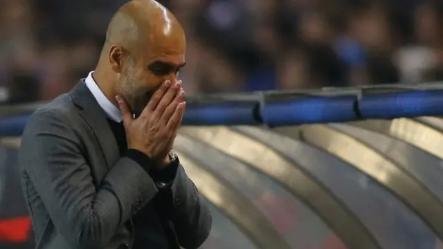 Pep Guardiola reacts