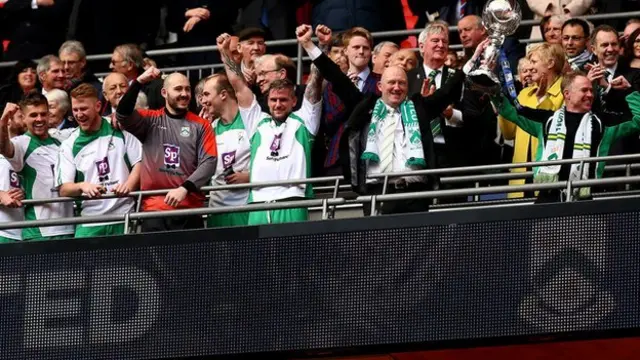 North Ferriby United celebrate winning the FA Trophy