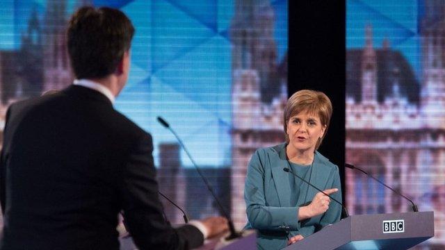 Ed Miliband and Nicola Sturgeon at debate