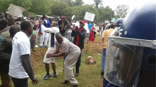 Protesters in Harare