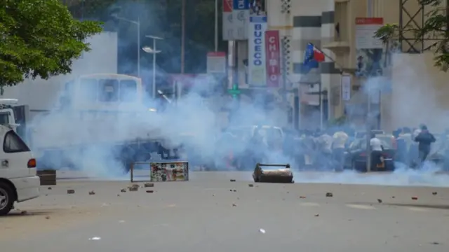 Smoke at protest