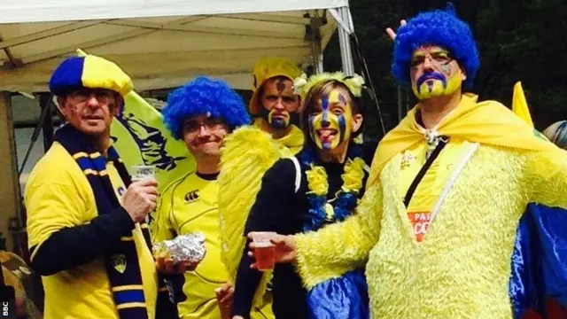 Clermont Auvergne fans in Saint-Etienne