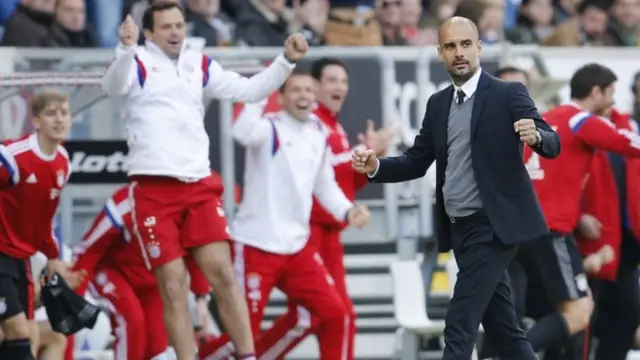 Pep Guardiola celebrates