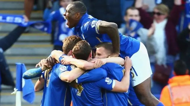 Leicester celebrate during their win over Swansea