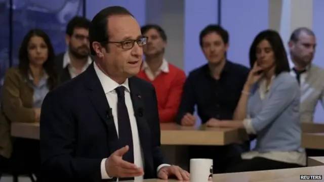 French president Francois Hollande on Canal Plus, April 19, 2015