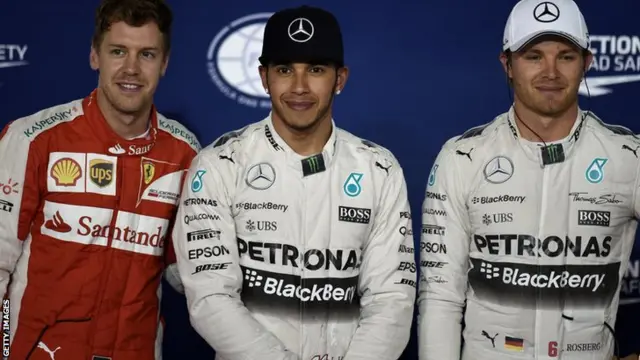 Seabastian Vettel, Lewis Hamilton and Nico Rosberg