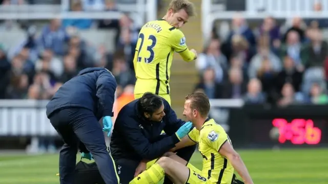 Harry Kane receives treatment