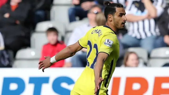 Nacer Chadli celebrates