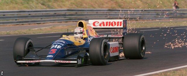 Nigel Mansell at the 1992 Hungary GP