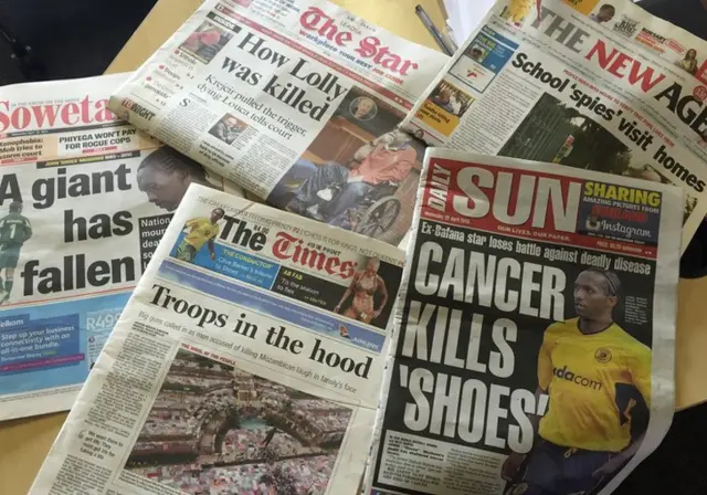 South African newspapers from 22 April 2015