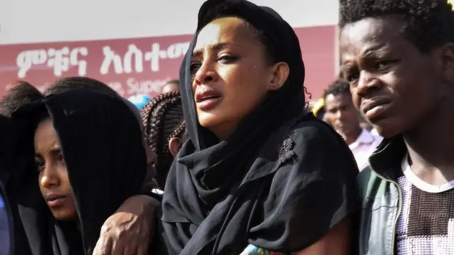 Ethiopians protest recent killing of more 20 Ethiopian Christians by the group calling themselves the Islamic State (IS) in Libya, during a rally in Meskel Square, Addis Ababa, Ethiopia, 22 April 2015