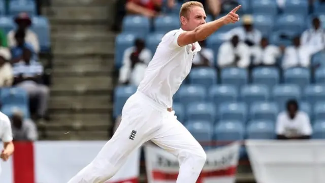 Stuart Broad celebrates