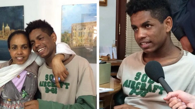 Asafash & 14-year-old son Emanuel from Eritrea