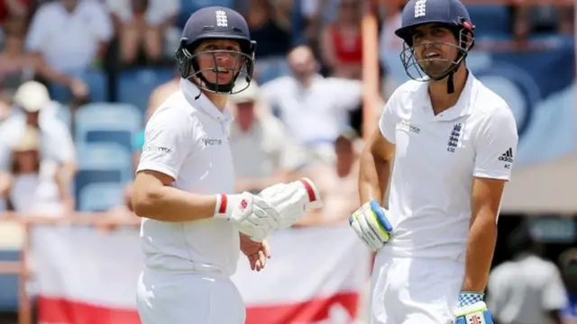 Alastair Cook looks at a DRS decision