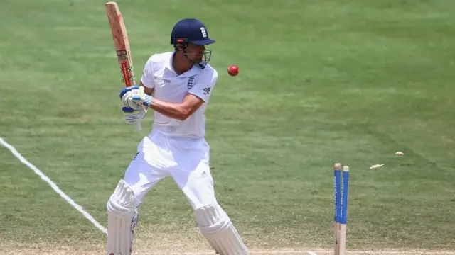 Alastair Cook is bowled out