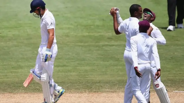 Alastair Cook walks as he's bowled out