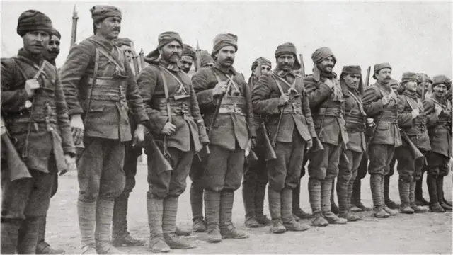 Turkish troops on parade in Gallipoli