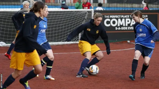 Women playing in the first round of the FA People's Cup