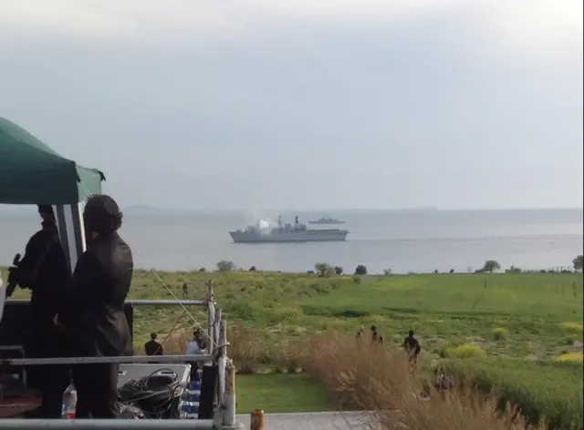 HMS Bulwark at sea from Cape Helles