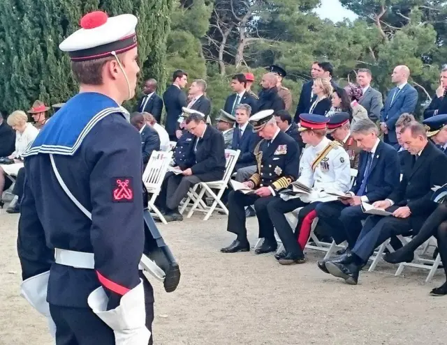 Princes at French memorial service at Morto Bay