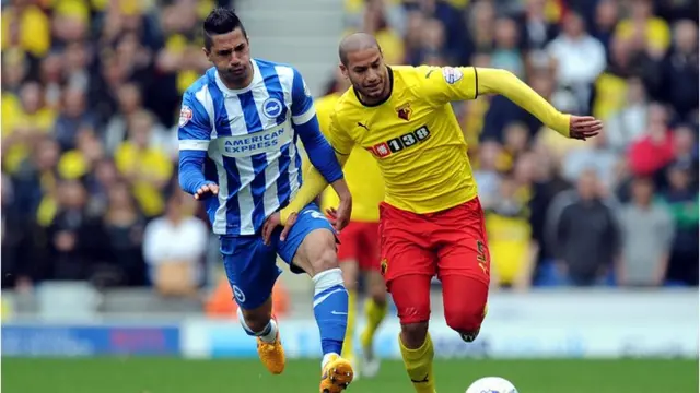 Brighton press the ball forward against Watford