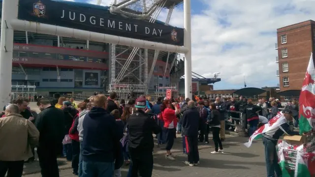 Fans outside the Millennium Stadium