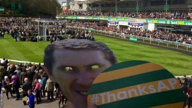 AP McCoy mask at Sandown