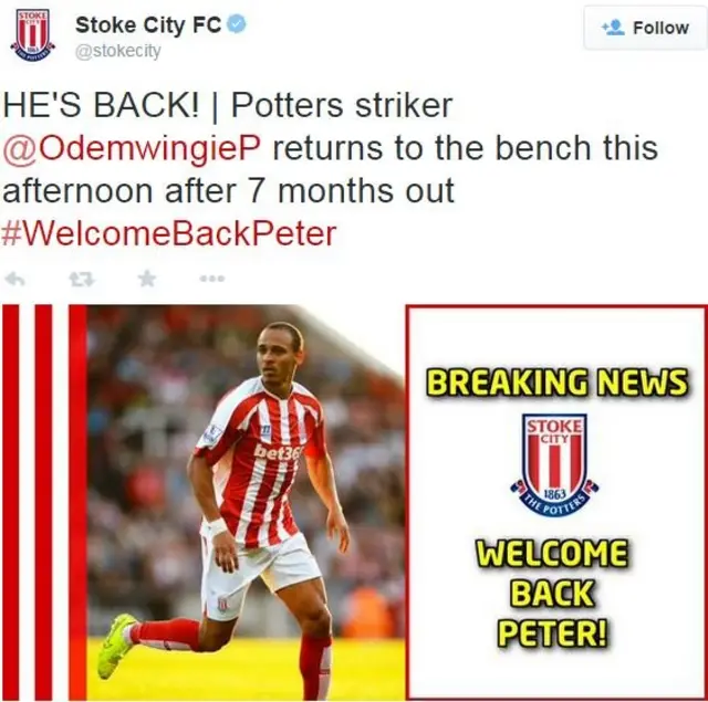 Stoke City tweet