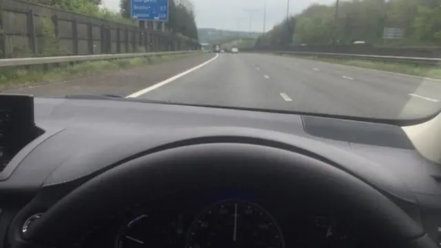 a motorway from the steering wheel