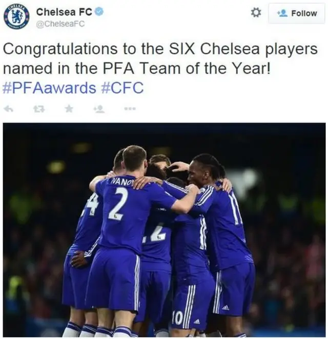 Chelsea tweet