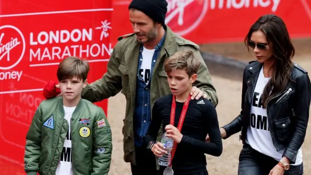 David and Victoria Beckam with their sons Cruz and Romeo