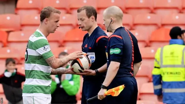 Hat-trick hero Leigh Griffiths takes the match ball