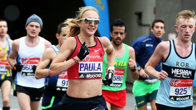 Paula Radcliffe competes at the London Marathon