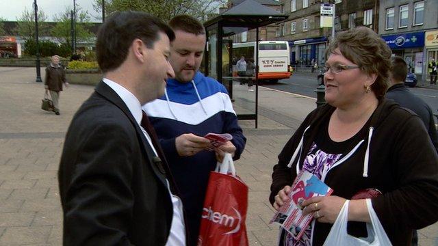 Douglas Alexander on the streets of Paisley