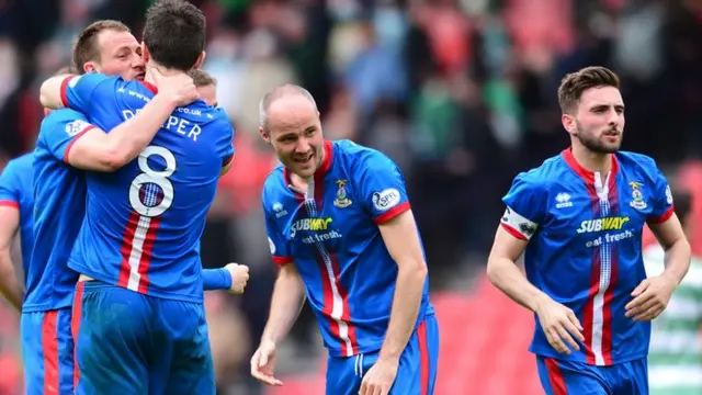 Inverness players celebrate reaching the Scottish Cup final