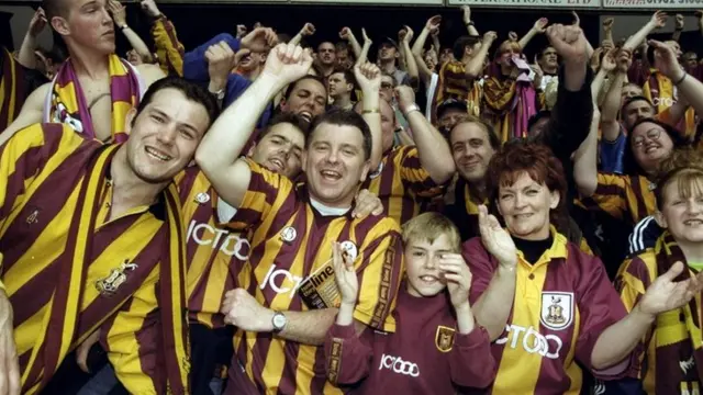 Bradford City fans celebrate 1999 promotion