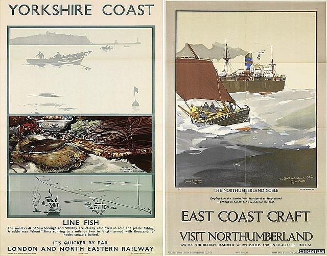 LNER Yorkshire coast and Northumberland posters by Frank Henry Mason