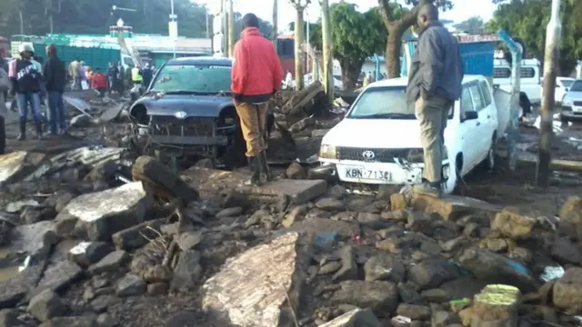 Aftermath of flooding in Narok town, Kenya