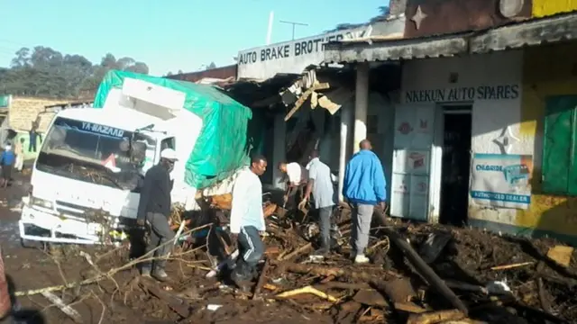 Aftermath of flooding in Narok town, Kenya