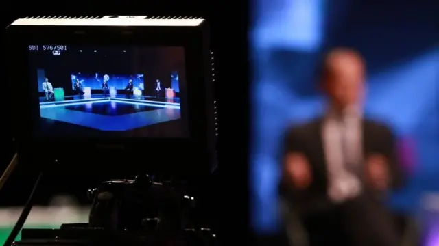 View of Election Debate set through camera