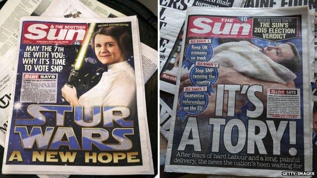 The front pages of the Scottish Sun (left) and The Sun