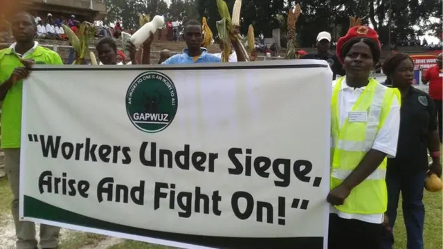 Workers at May Day rally