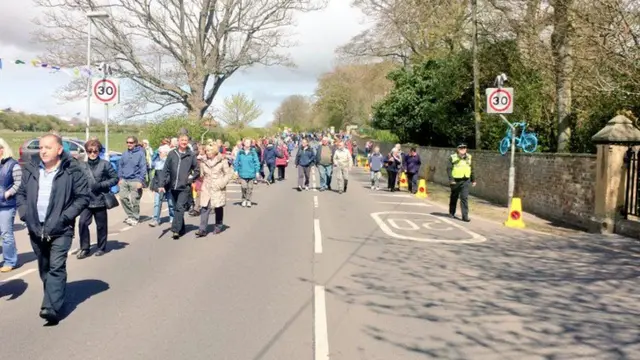 Crowds disperse at Sewerby