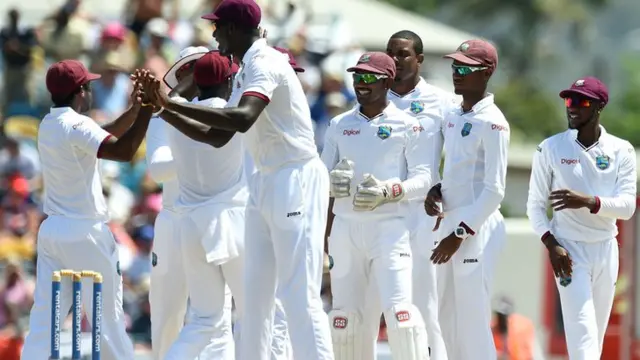 West Indies players celebrate