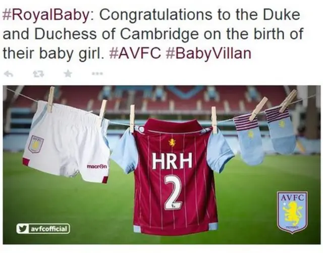 Aston Villa baby tweet