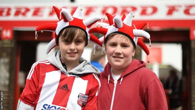 Brentford fans celebrate