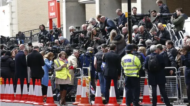 Photographers outside the Lindo Wing