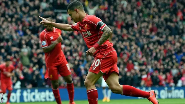 Coutinho celebrates his goal