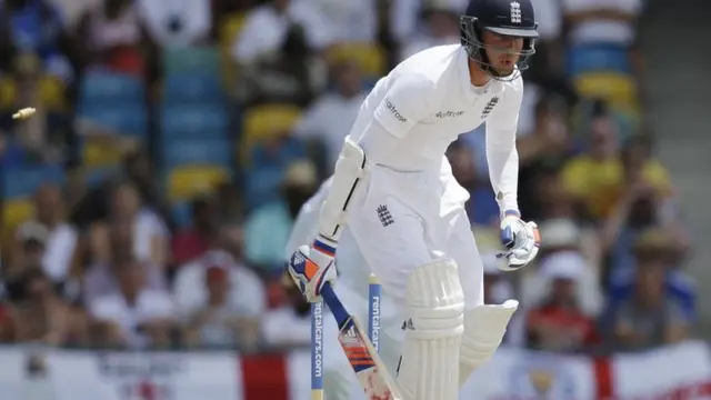 Stuart Broad bowled by Jerome Taylor