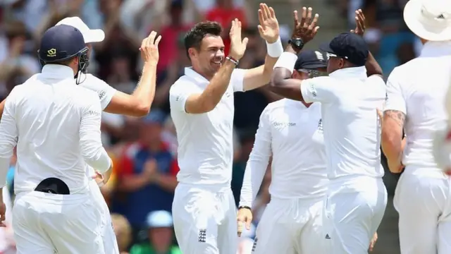 James Anderson celebrates